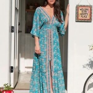NATURAL LIFE Teal Floral Maxi Dress